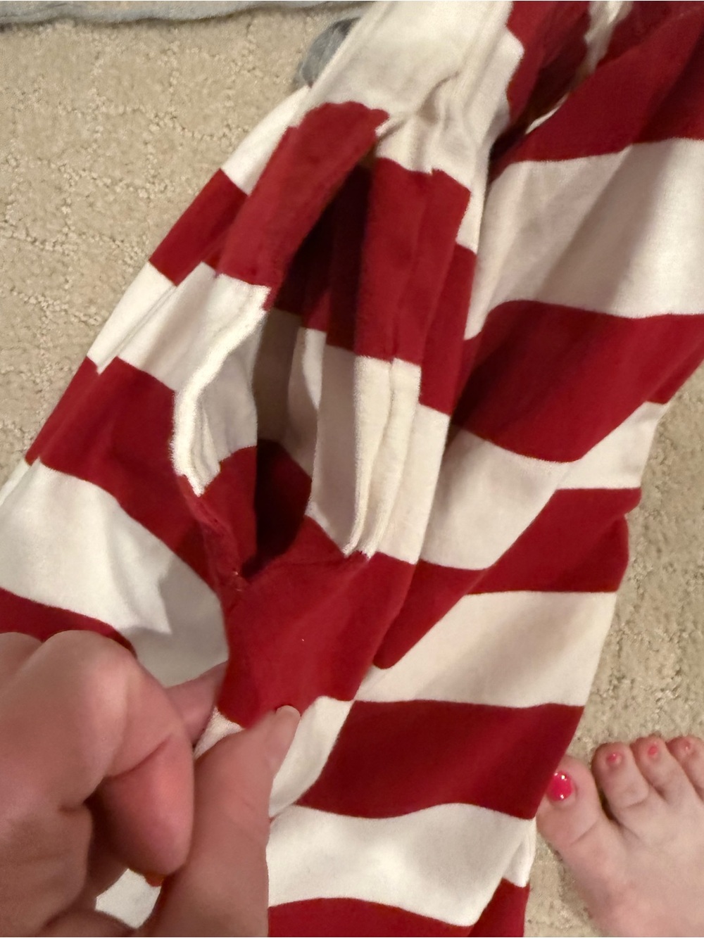Men’s Red and White Striped Lounge Pants - Picture 3 of 5